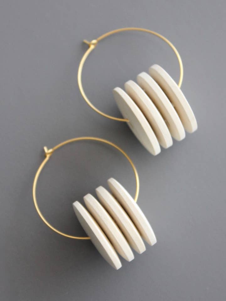 BKNE16 Wood hoop earrings for wholesale by David Aubrey Jewelry