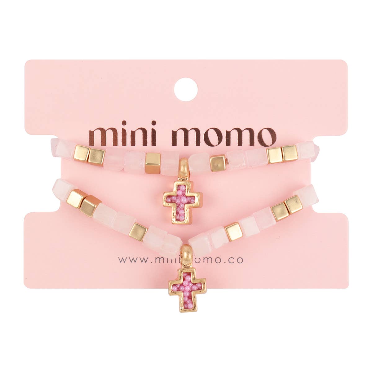 Loven x Mini Momo - Wholesale Beaded Bracelet - Mommy & Me Cross Bracelets Religious Natural Stone Bead Set5