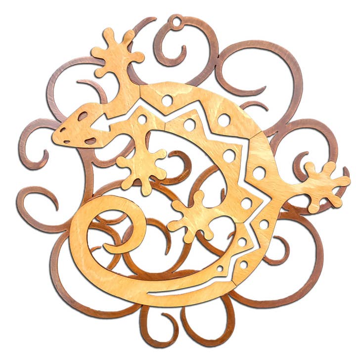 Lizard C-Shaped, Gecko, Southwest Swirl Works, Wall Art for wholesale by Crooks Designs