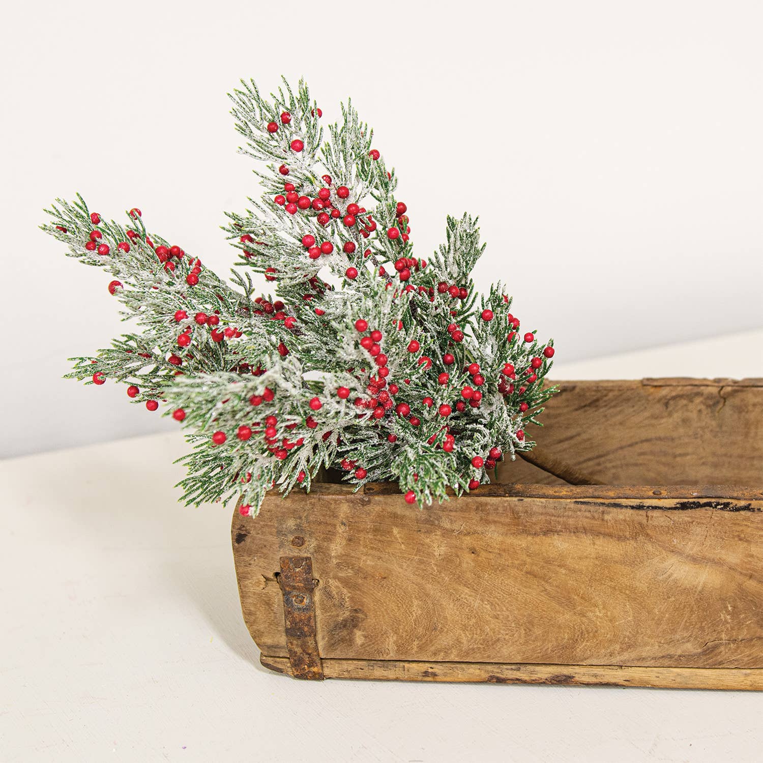 Saybrook Lane - Wholesale Artificial flowers - Frosted Pepper Berry & Pine Spray, 14"1