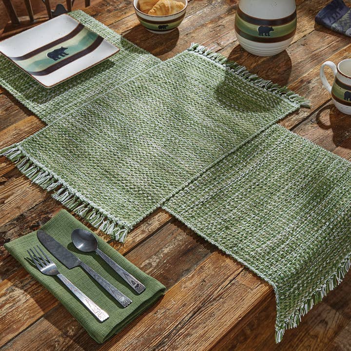 Green Basketweave Table Runner 36"L - Evergreen for wholesale on Faire1
