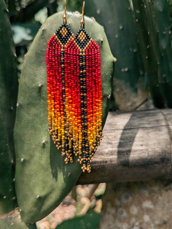 Handmade flame colors earrings - TRAMONTANA for wholesale by Agua del Río