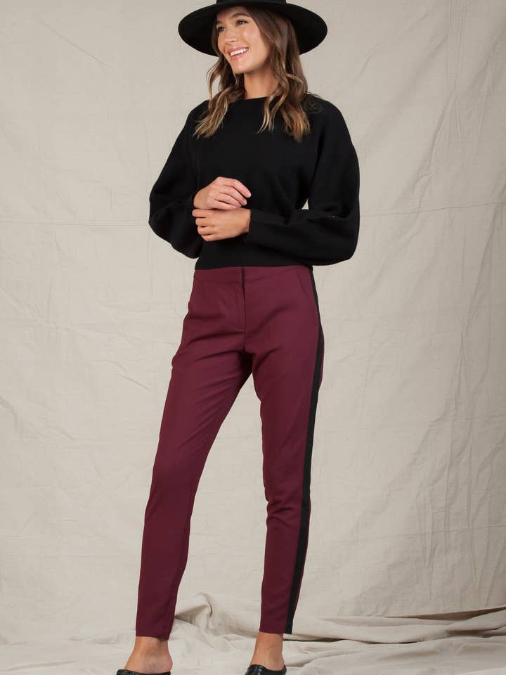 Sueded woven Side Stripe Pants for wholesale by Lucca Couture