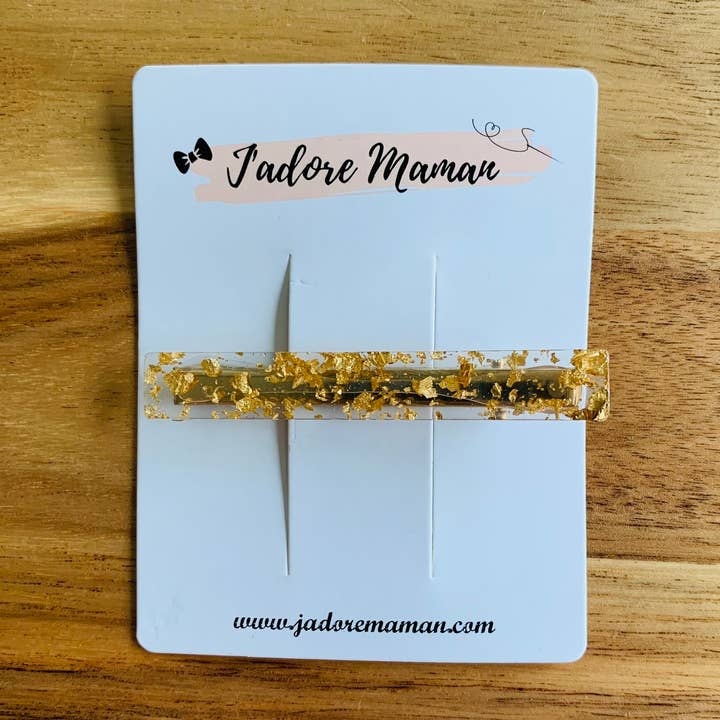 Rektangulär hårklämma av guldbladharts för wholesale av J’adore maman