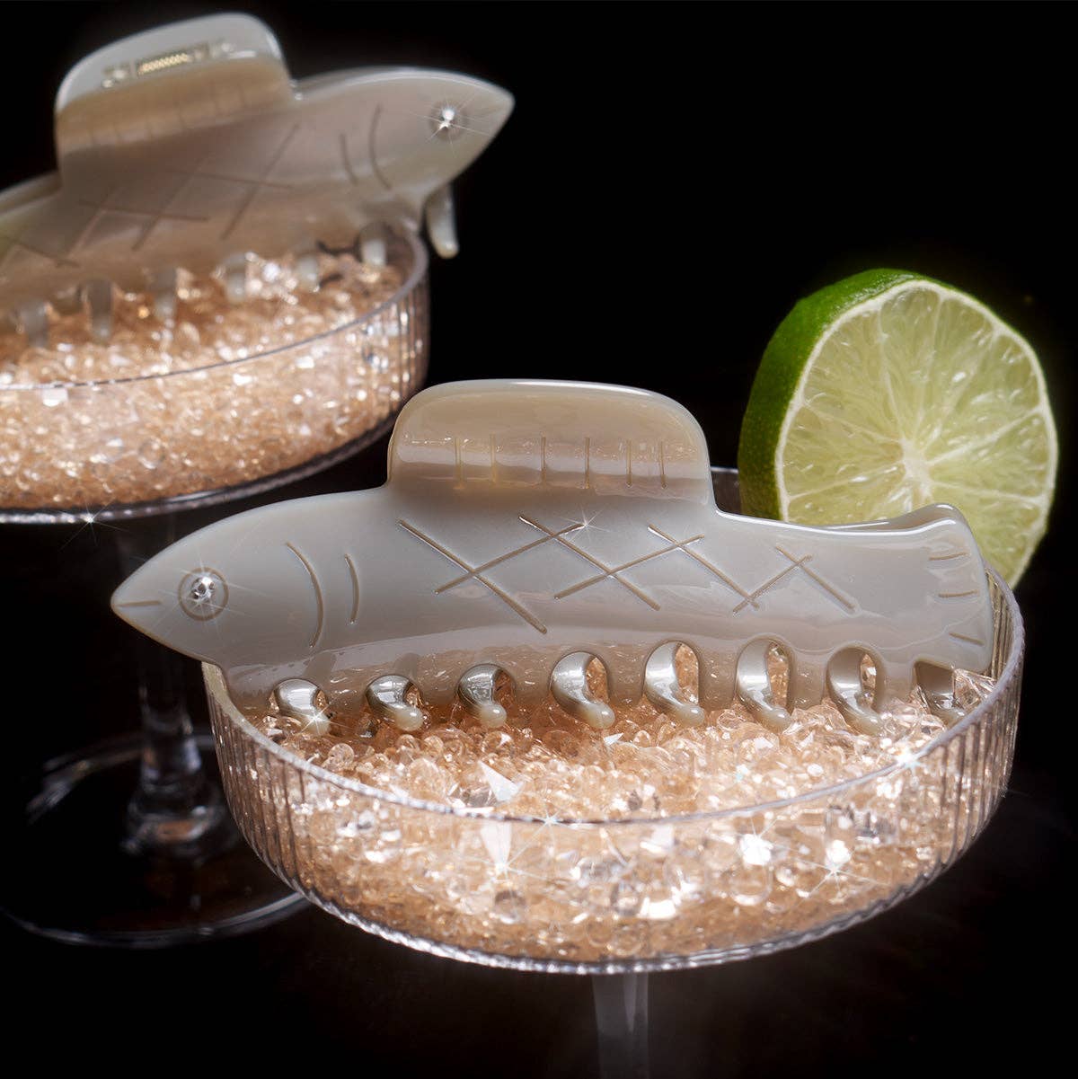 WINONA IRENE - Wholesale Hair Clip - Women's - Herring Fish Silver Acetate Hair Claw with Rhinestone Eye4