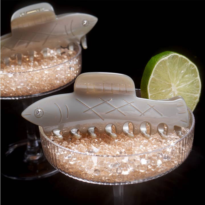 WINONA IRENE - Wholesale Hair Clip - Women's - Herring Fish Silver Acetate Hair Claw with Rhinestone Eye4