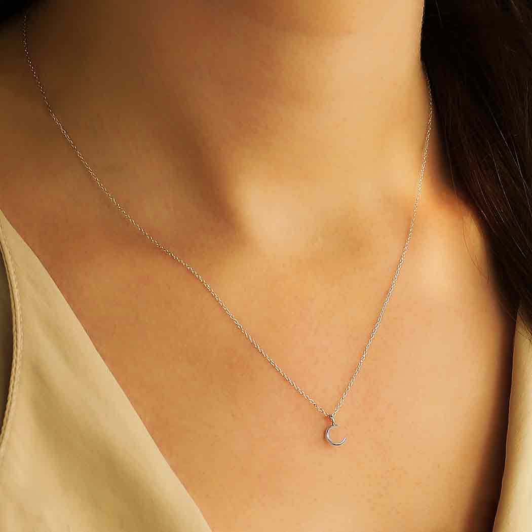 Nina Designs – Engroshandel Halskæde med vedhæng – Sterling sølv Halvmåne halskæde 18 tommer2
