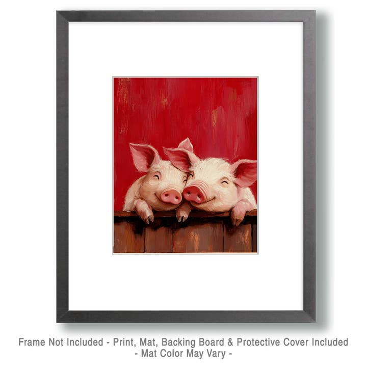 Mowbi - Wholesale Art Print - Pigs #2 - Animals in Love Wall Art Prints – 8″x10″ Artwork for 11″x14″ Frame