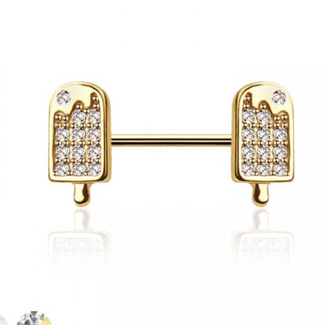 ICE CREAM END 316L SURGICAL STEEL NIPPLE BAR for wholesale by CRAVE