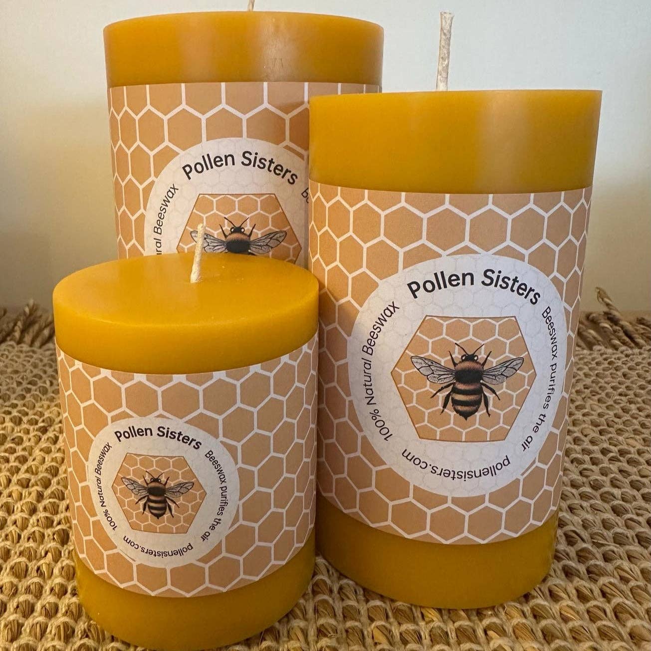 Pollen Sisters - Wholesale Pillar Candle - Candle - Mini Hum - Small Pillar – 100% Pure Beeswax2