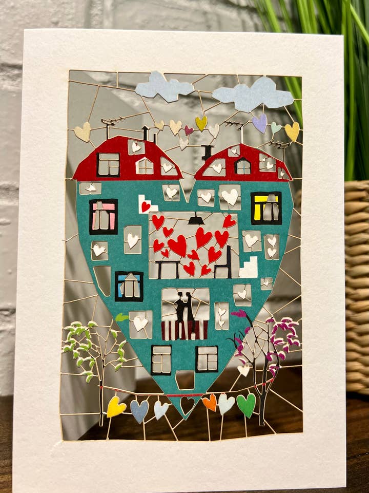 House of Love laser cut card for wholesale by Shadywood Designs