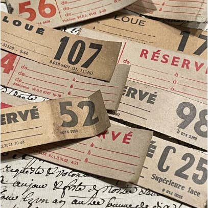 Monahan Papers - Wholesale Scrapbook - Antique French Scrap Railway Tickets Set/10 Asst Bundle1