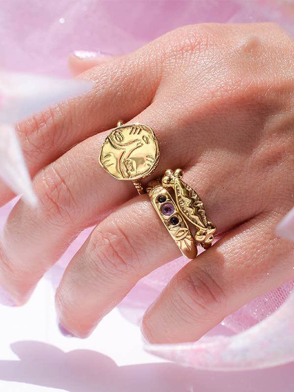 Multi-sten ring med to øjne for engroshandel hos Annoushe jewelry