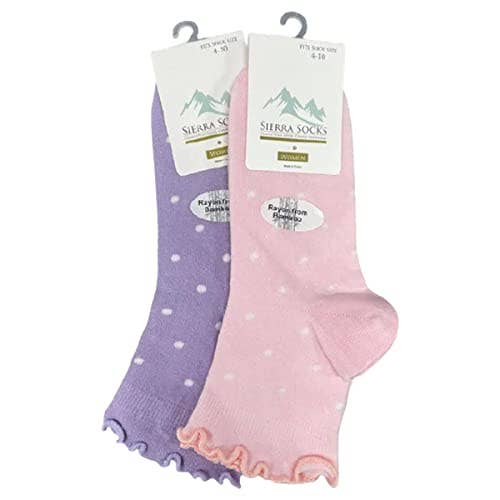 Sierra Socks - Wholesale Socks - Women's - Women's Rayon Quarter High Socks - in 4-Pair or 2-Pair Packs with Fun Lettuce Edge Ruffle Socks for Women, Girls and Teens6