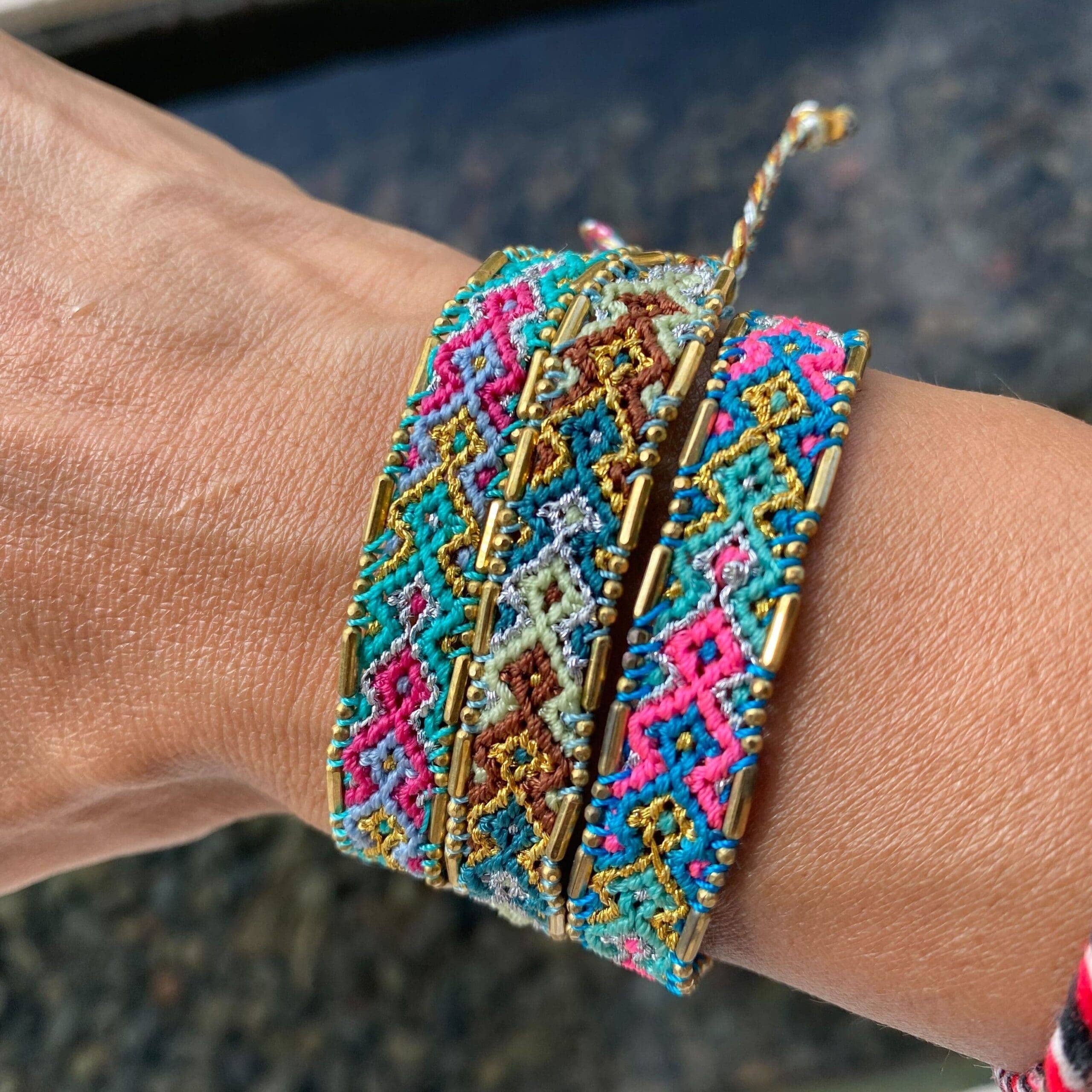 Love Is Project - Wholesale Woven/Braided Bracelet - Bali Metallic Friendship Bracelet - Aqua Mist2