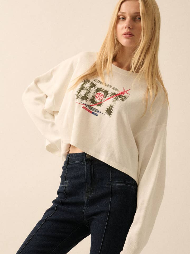 Hot 95 Speed Champion Thermal Graphic Sweatshirt for wholesale by Vintage Canvas