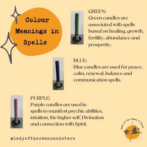 Lady of the Swans & Stars - Wholesale Tapered Candle/Candlestick - Hand-rolled Witch's Beeswax Spell Candle2