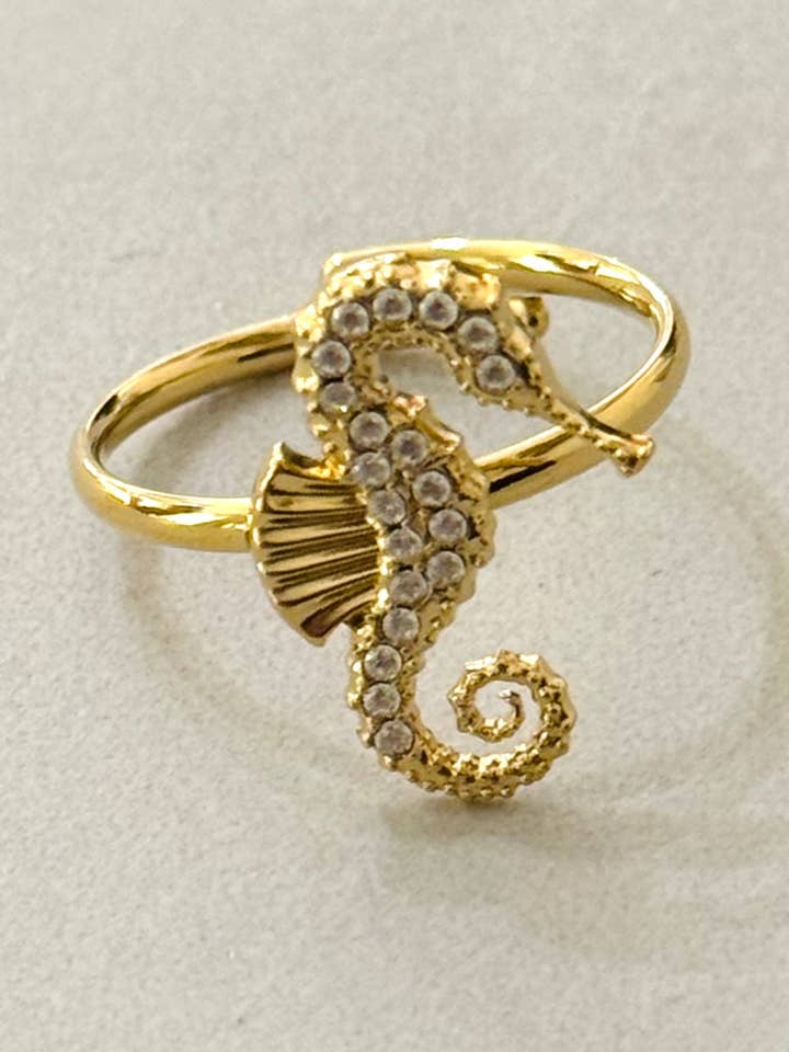 Seahorse Ring w White Zirconias for wholesale by Cassette Barcelona