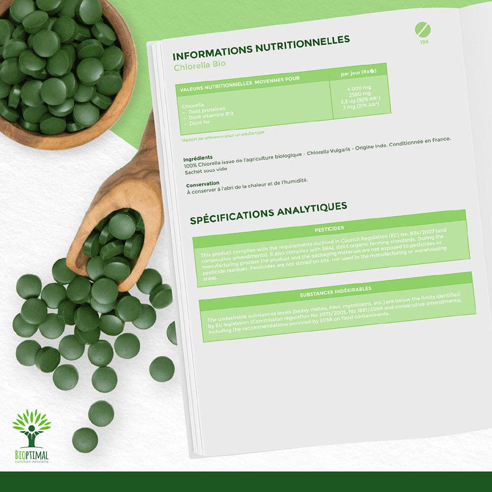 Bioptimal – Großhandel Nahrungsergänzungsmittel/Vitamin zum Einnehmen – Bioptimal Bio Chlorella Tabletten5