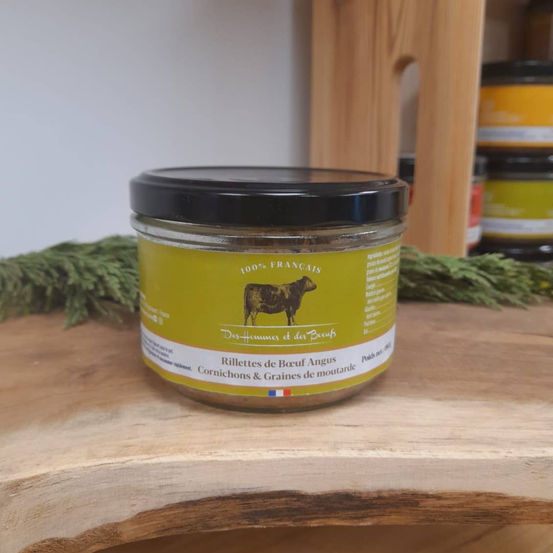 DES HOMMES ET DES BOEUFS - Wholesale Preserves - Angus beef rillettes, pickles, mustard seeds - 180 g1