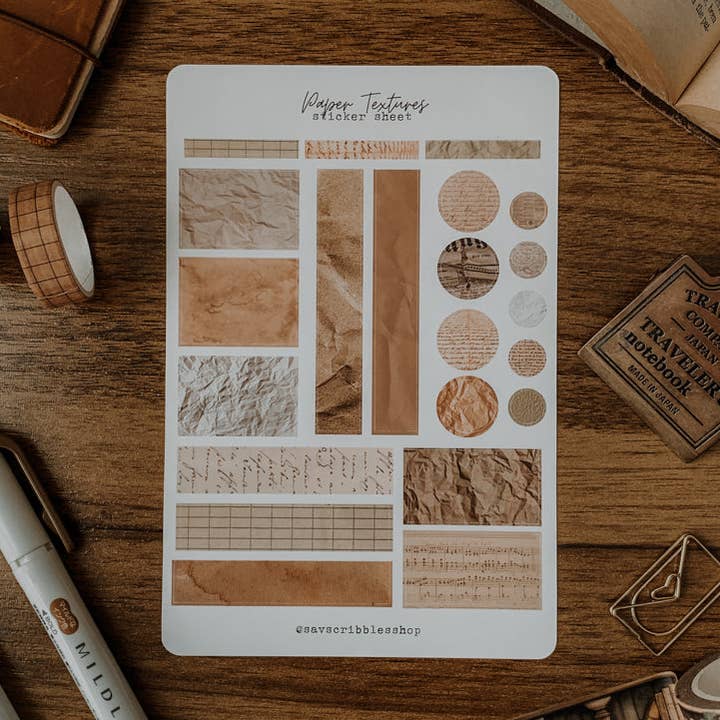 Savannah Scribbles Shop - Wholesale Sticker - Paper Textures Sticker Sheet0