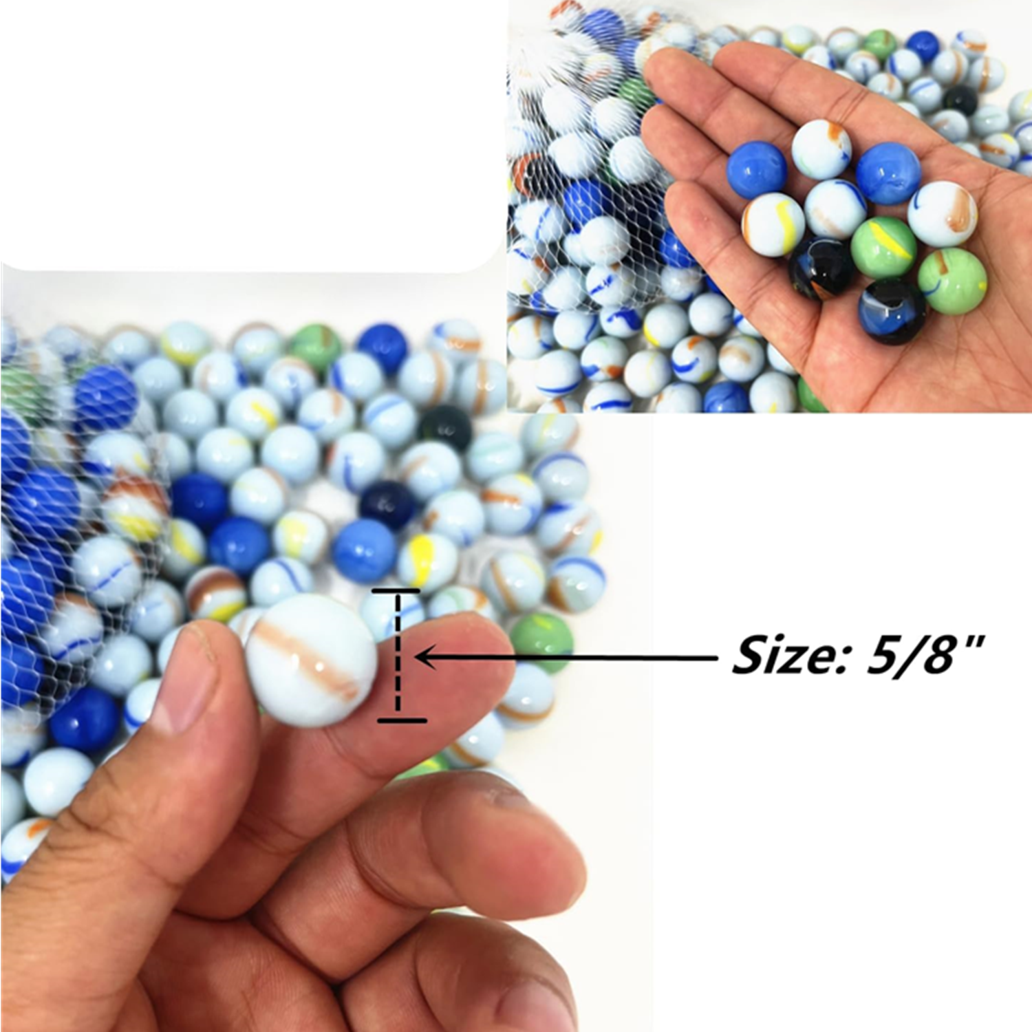 Tsyware - Wholesale Art Stones - 100 Count (1 Bag) Bulk Beautiful Premium Glass Marble, 5/8" 1