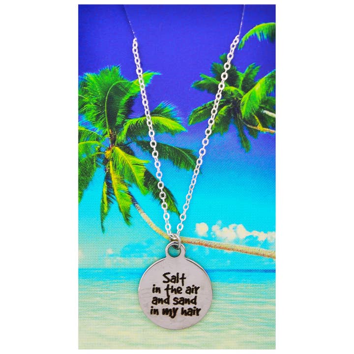 Collier avec citation « Le sel dans l'air » et le sable dans mes cheveux pour la vente par PARADISE BEACH COMPANY