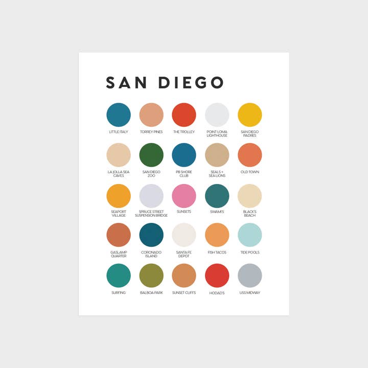 Lunch City Studio – wholesale Art print – San Diego Color Palette Print