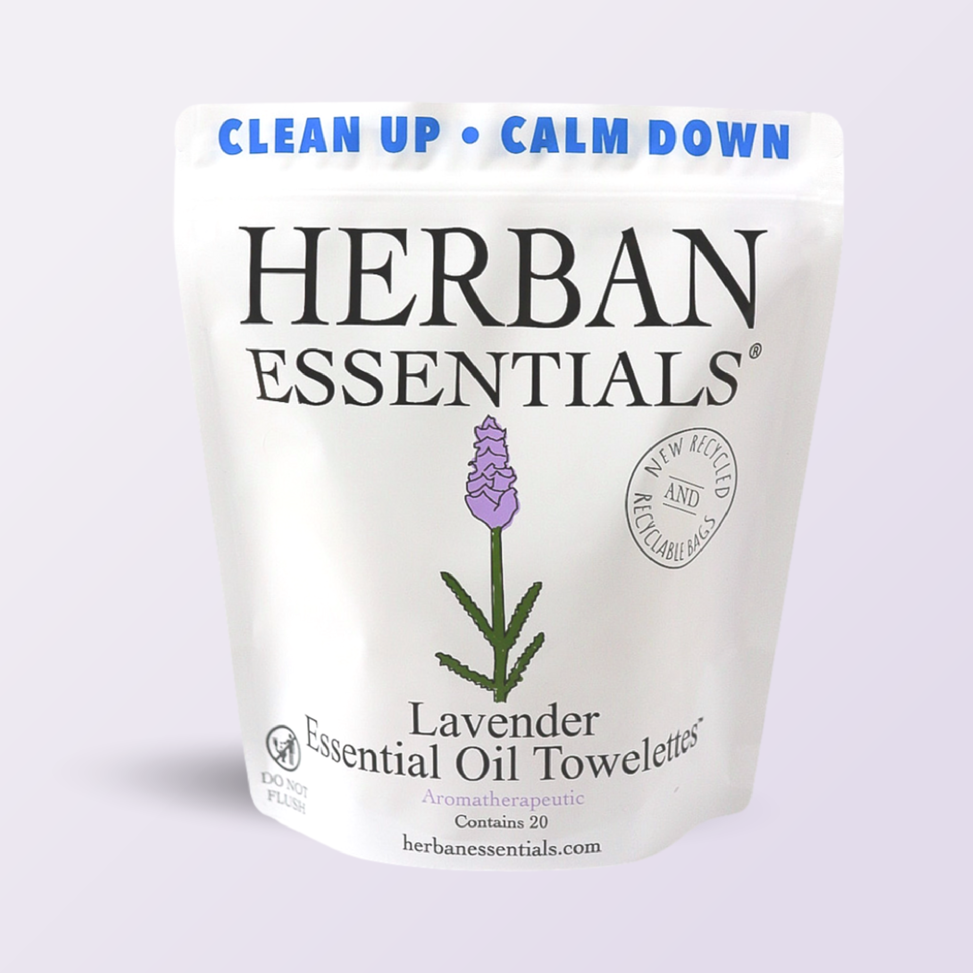 Herban Essentials - Wholesale Face & Body Wipes - Lavender Towelettes - 20 Individual Essential Oil Wipes0