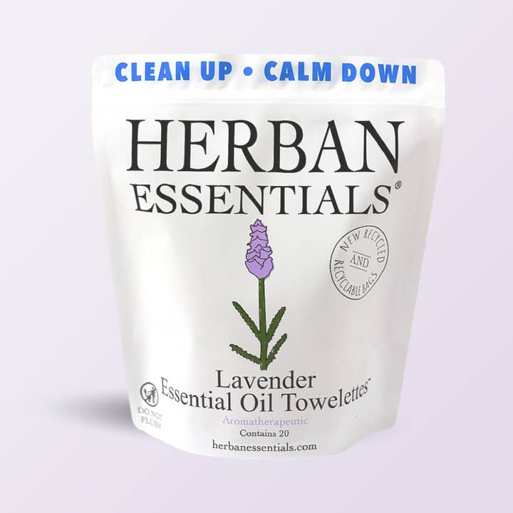 Lavender Towelettes - 20 Individual Essential Oil Wipes for wholesale by Herban Essentials