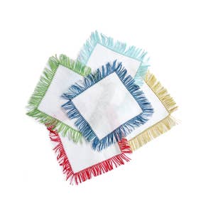 White Ladder Stitch Dinner Napkin - Hibiscus Linens