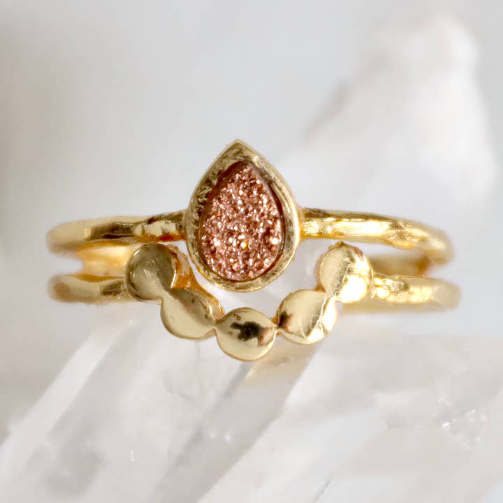 Mesa Blue - Wholesale Single Stone/Solitaire Ring - Druzy Teardrop Adjustable Ring 0