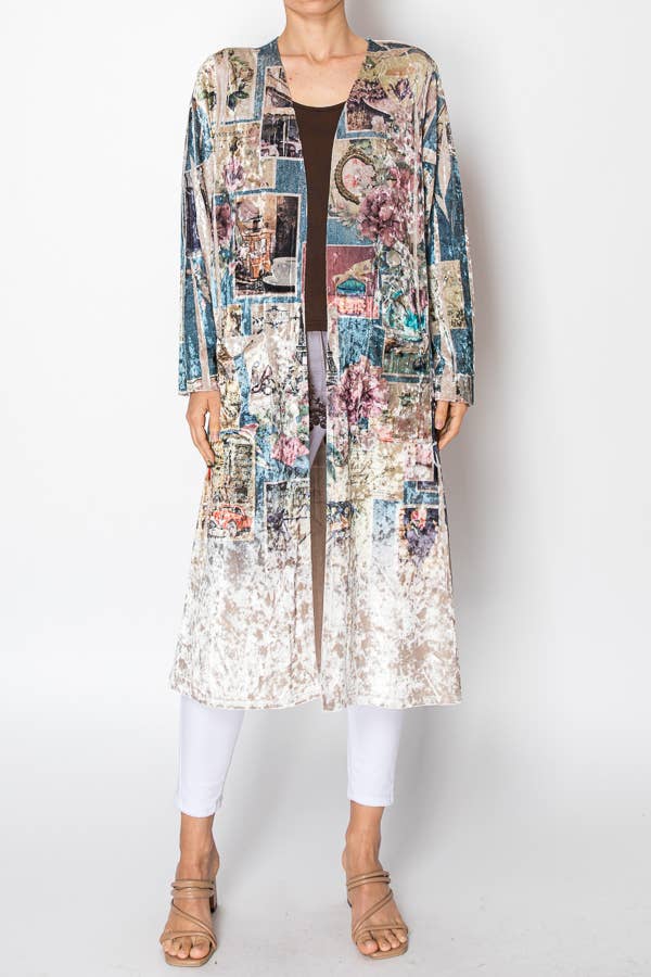 LONG VELVET DUSTER CARDIGAN-4655BG PARIS for wholesale on Faire0