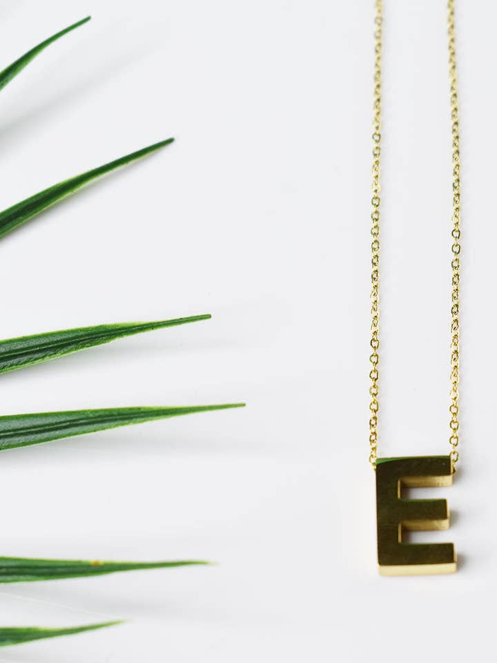 E Initial Pendant Necklace for wholesale by Feline Jewelry Studio Universe