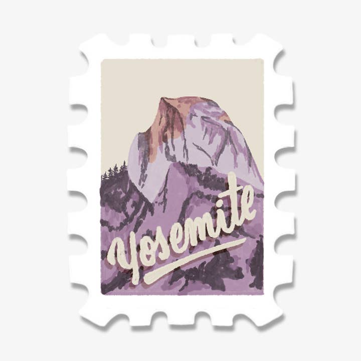 Autocollant Timbre Half Dome Yosemite pour la vente par Beka Gene Studio