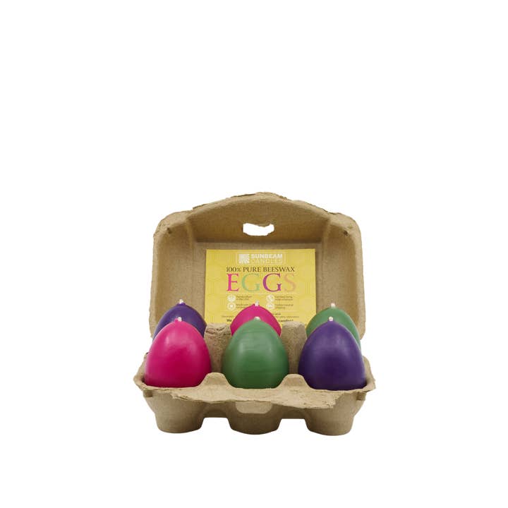 Sunbeam Candles, Inc - Wholesale Novelty Candle - Egg cartons 6-ct natural & assorted