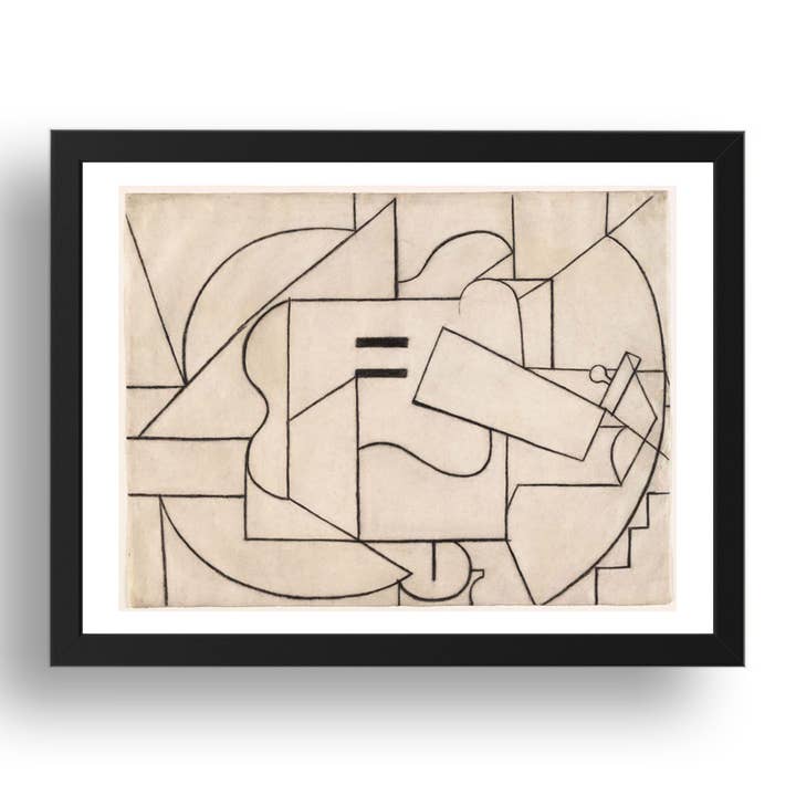 Pablo Picasso: Guitar (2), modernist artwork, A3 Size Reproduction Poster Print in 17x13" Black Frame for wholesale by PERIOD PRINTS