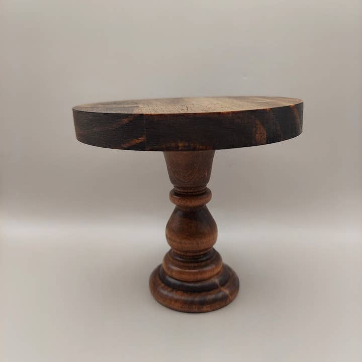 Crafty Wood Studios - Vente Rehausseur de bureau - Support en bois rustique sur piédestal de 12,7 cm de hauteur avec plateau rond de 12,7 cm2
