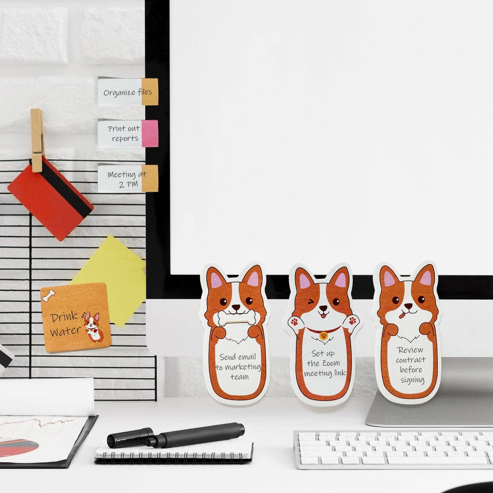 Wrapables.com - Vente Notes autocollantes/post-it - Ensemble de 440 feuilles de notes autocollantes Wrapables, Corgi4