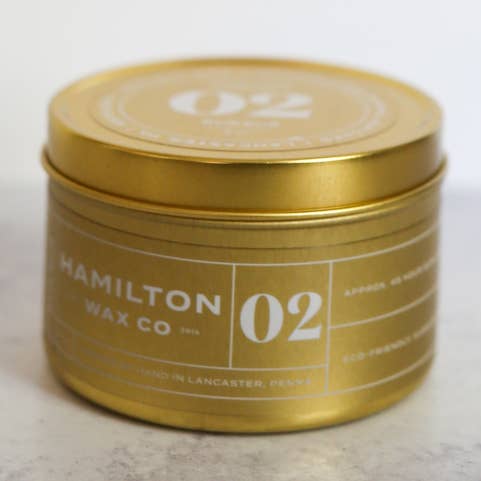 02 Fresh Basil Scented Candle - Gold Tin for wholesale by Hamilton Wax Co.