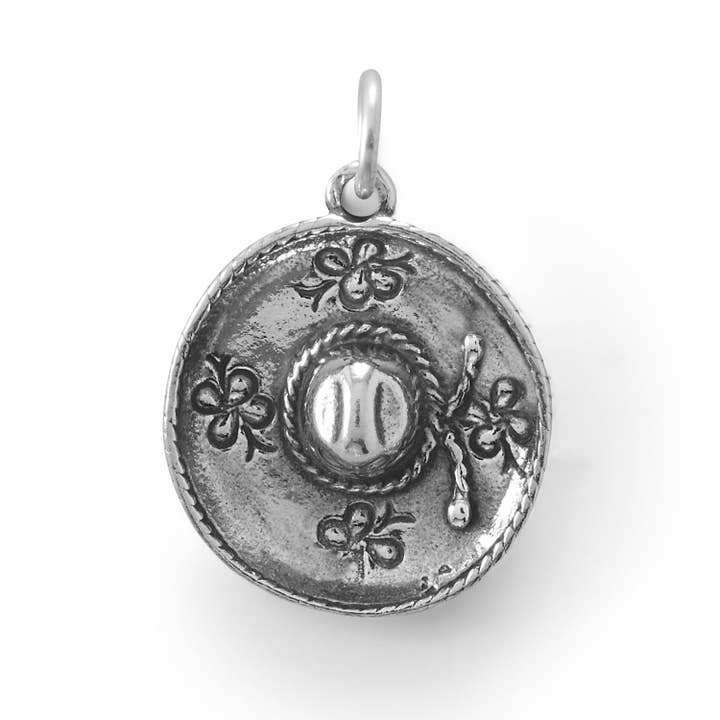 Silver Stars Collection - Wholesale Individual Charm/Pendant - Fiesta! Decorated Sombrero Charm