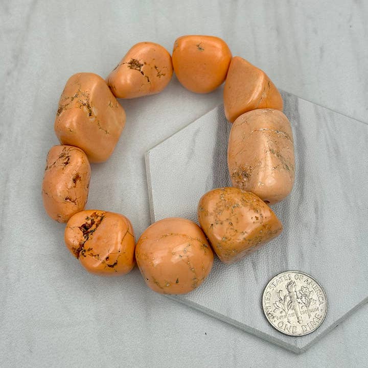 BR250120-26 Strækarmbånd med orange stenperler for engroshandel hos Western Elite Jewelry