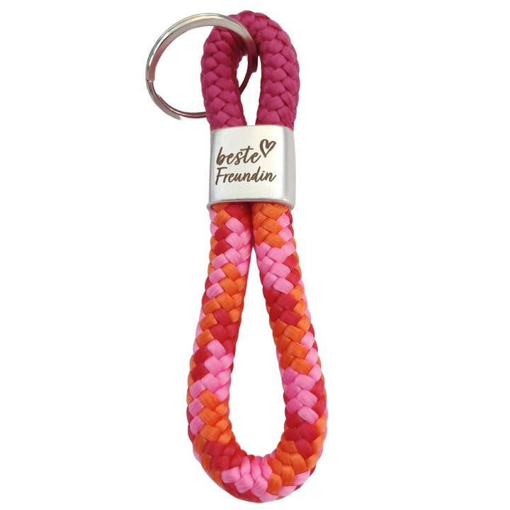 Chaveiro de corda de vela 8, 10mm, rosa-laranja-vermelho, melhor amiga por atacado de perleperle