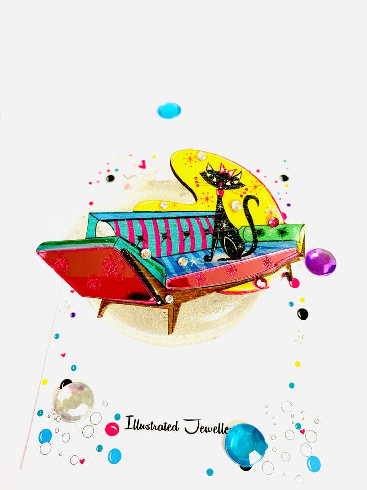 broche retro con forma de gato, broche de inspiración vintage, broches llamativos para venta al por mayor de Rosie Rose Parker