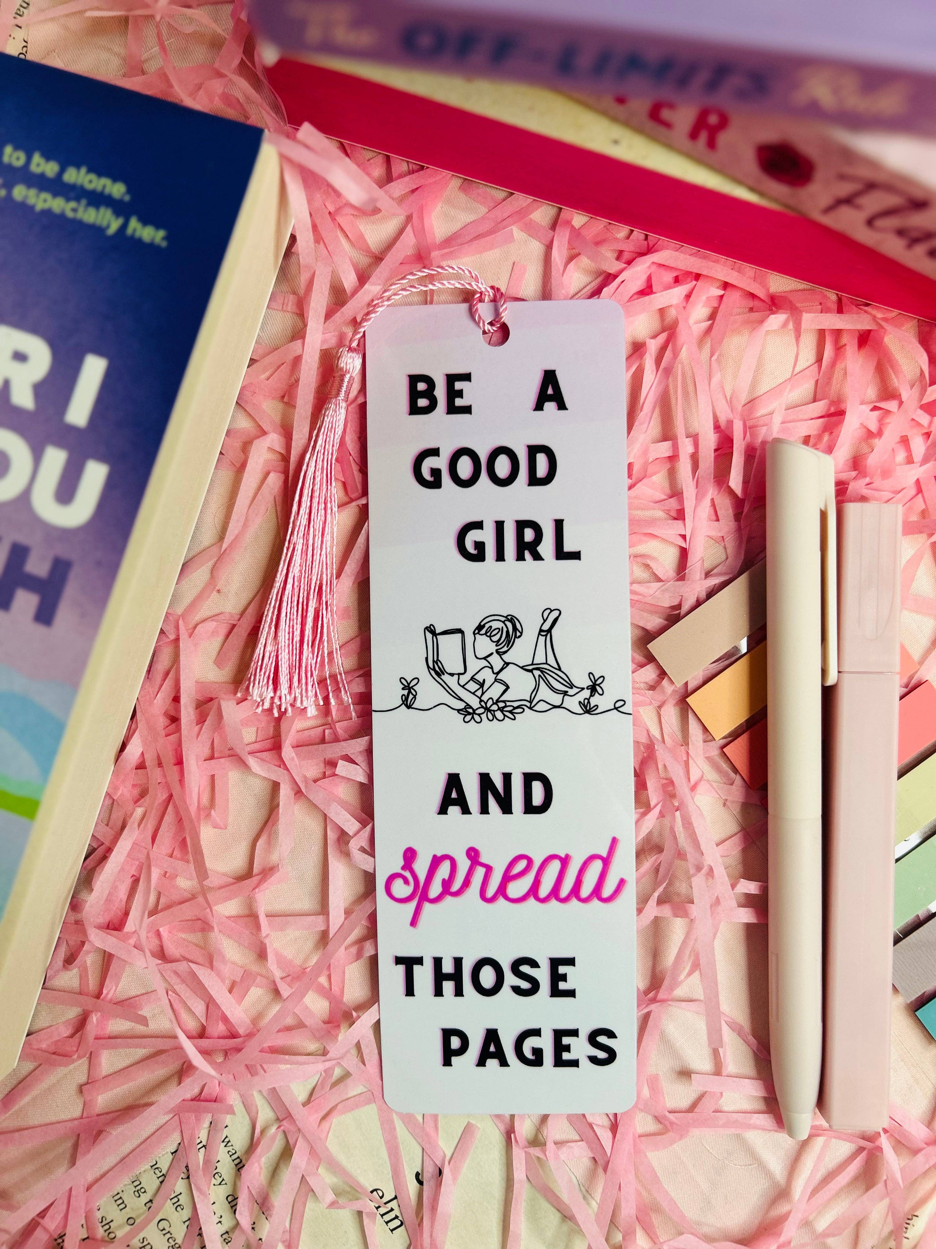 TheBookShack – wholesale Bookmark – Be a Good Girl and Spread Those Pages Bookmark – Cute Aesthetic Tassel Bookmark for Book Lovers, Reader Gift, Literary Accessory2