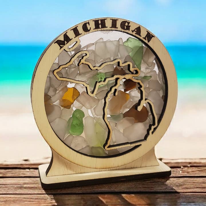 Michigan Sea Glass Shadowbox Display 4 Styles for wholesale by Sea Glass Displays