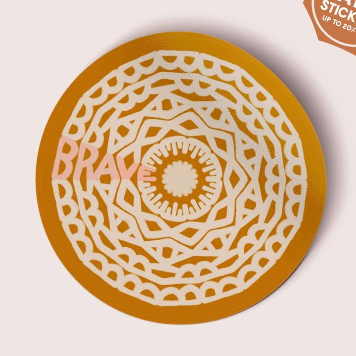 Brave Mandala Vinyl Sticker for wholesale by Pink Salt Riot