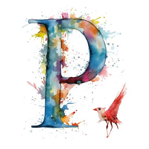 Impression artistique Alphabet Aquarelle P pour la vente par Artificial Ink