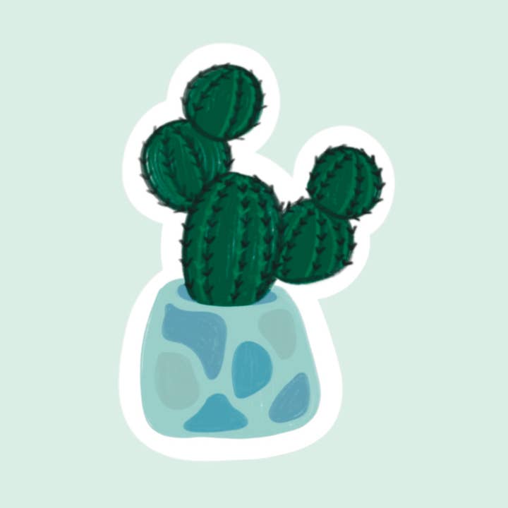 Round Cactus Sticker for wholesale by Cliviasart