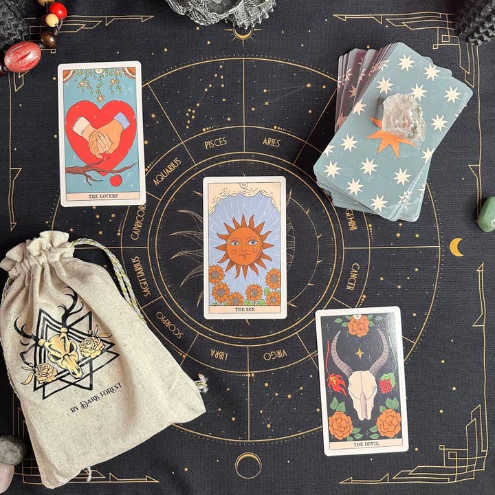 Moon Magic Tarot Deck.Eco Linen Cardboard for wholesale by DarkForestLTD